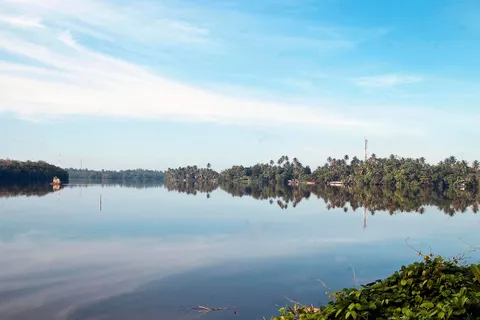 The calm lower reaches of the Bentota River