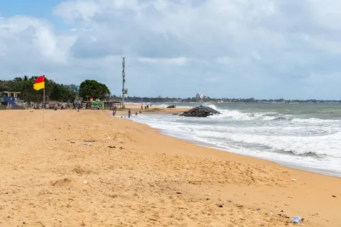 The long golden beach at Negombo, a short drive from the airport