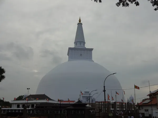 The great white dome of Ruwanwelisaya stupa in Anuradhapura