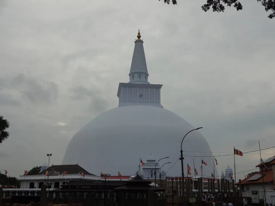 The great white dome of Ruwanwelisaya stupa in Anuradhapura
