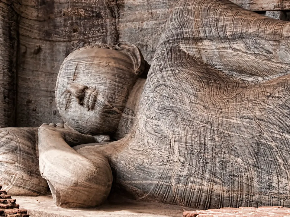 The reclining Buddha carved from granite at Gal Vihara, Polonnaruwa